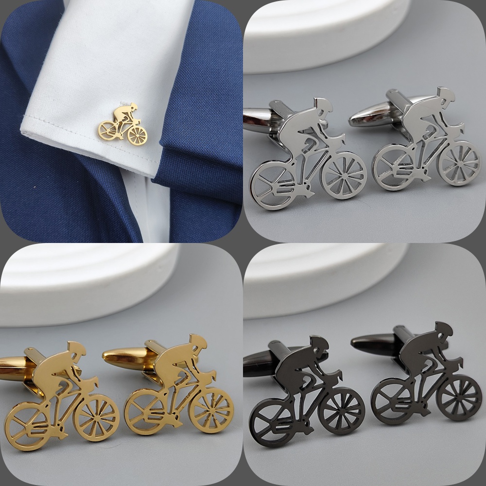 Men Formal Wear Shirts - Bisiklet yarışçısı altın kaplama kol düğmeleri,