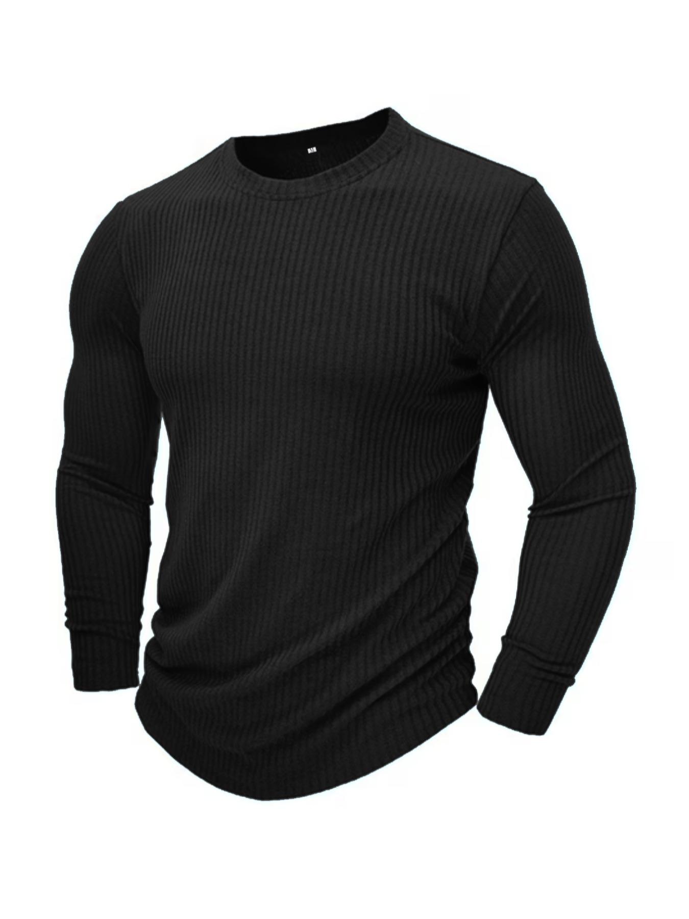 Men Formal Wear Shirts - Erkek Yuvarlak Yaka Uzun Kollu Örme