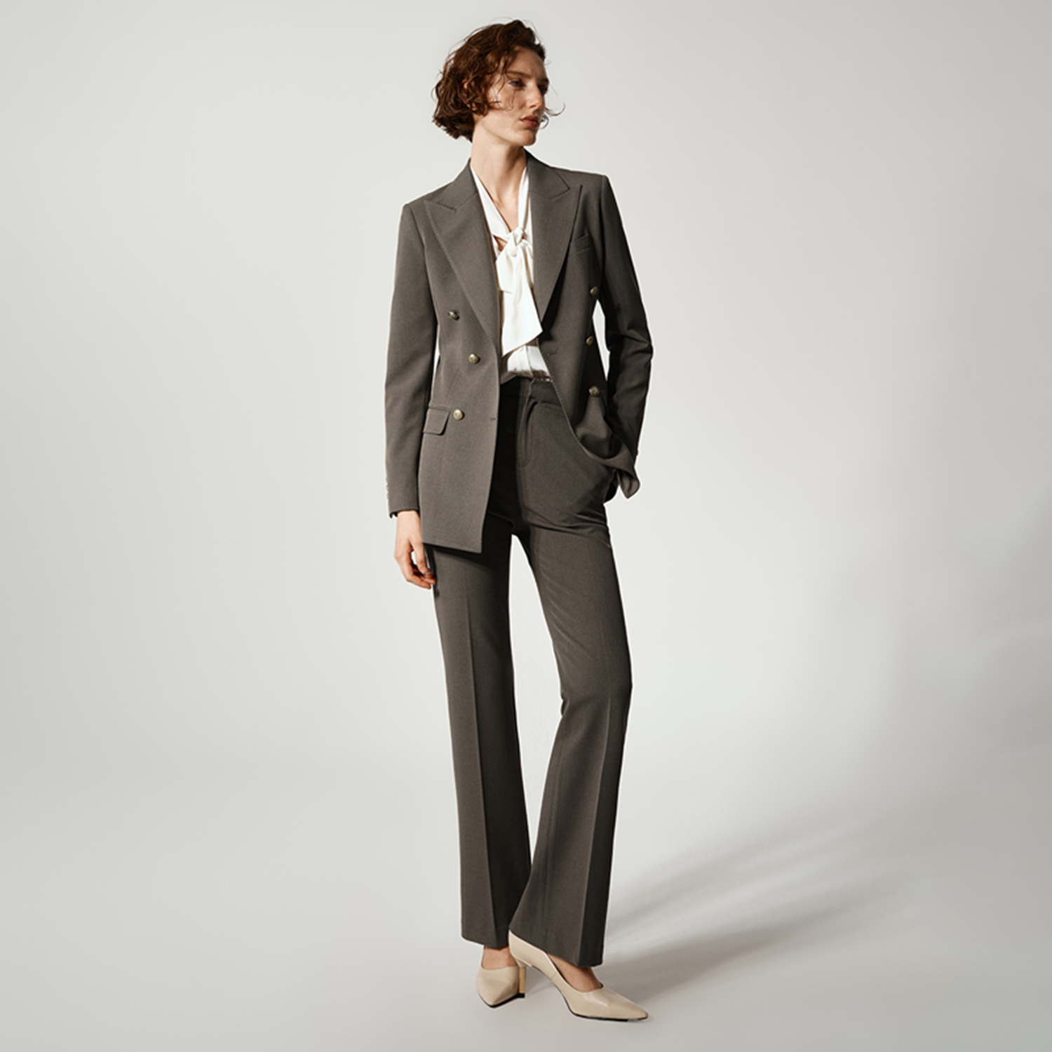 Double Breasted Blazer - Allingentle Kadın Pantolon Takım Elbise 2