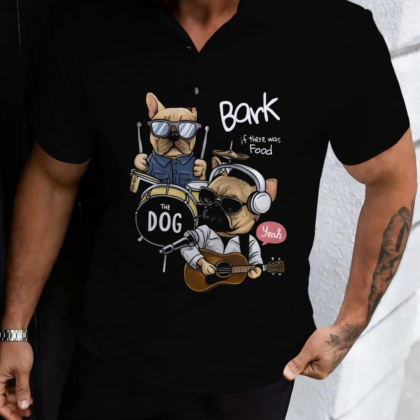 Men Formal Wear Shirts - Erkek Günlük Polo Gömlek Siyah Fransız