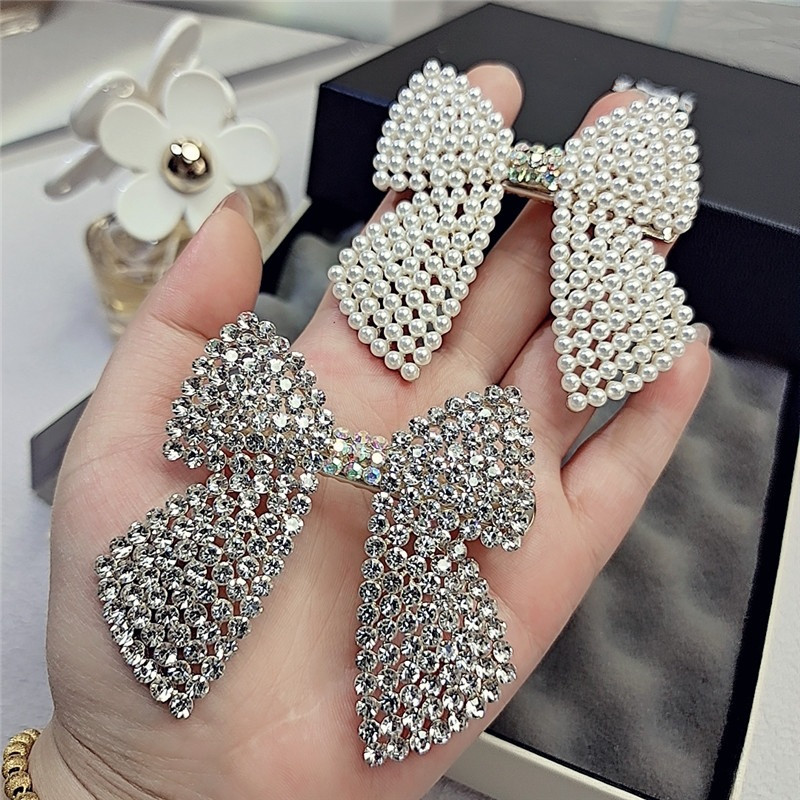 Tie Bar Clip - Taklidi inci yay saç klipler tokalarım