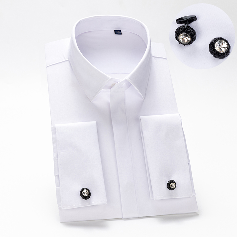 Men Formal Wear Shirts - Erkek Fransız Manşet Düğmeli Gömlek, Erkek