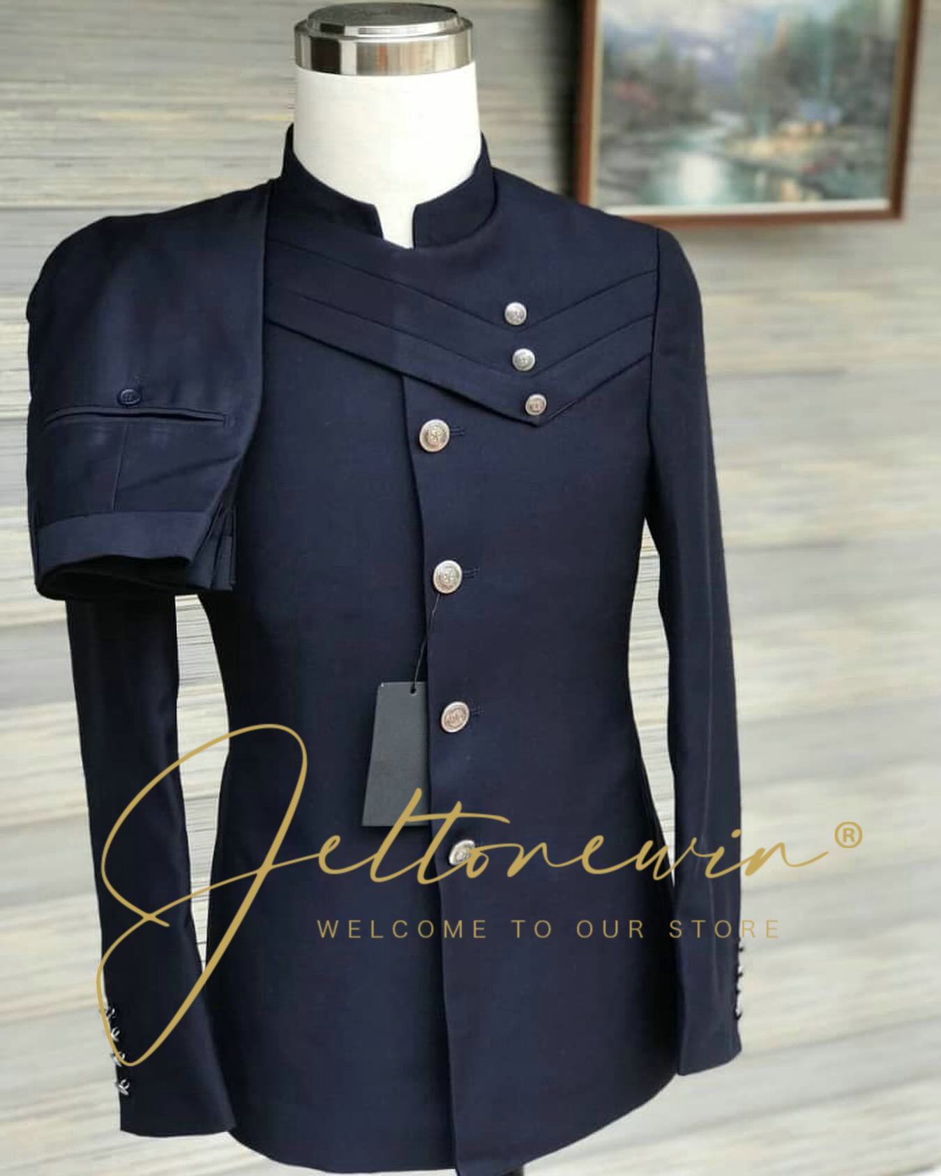 Men Formal Wear Design - Askeri Tarzı Dik Yaka ve Çapraz