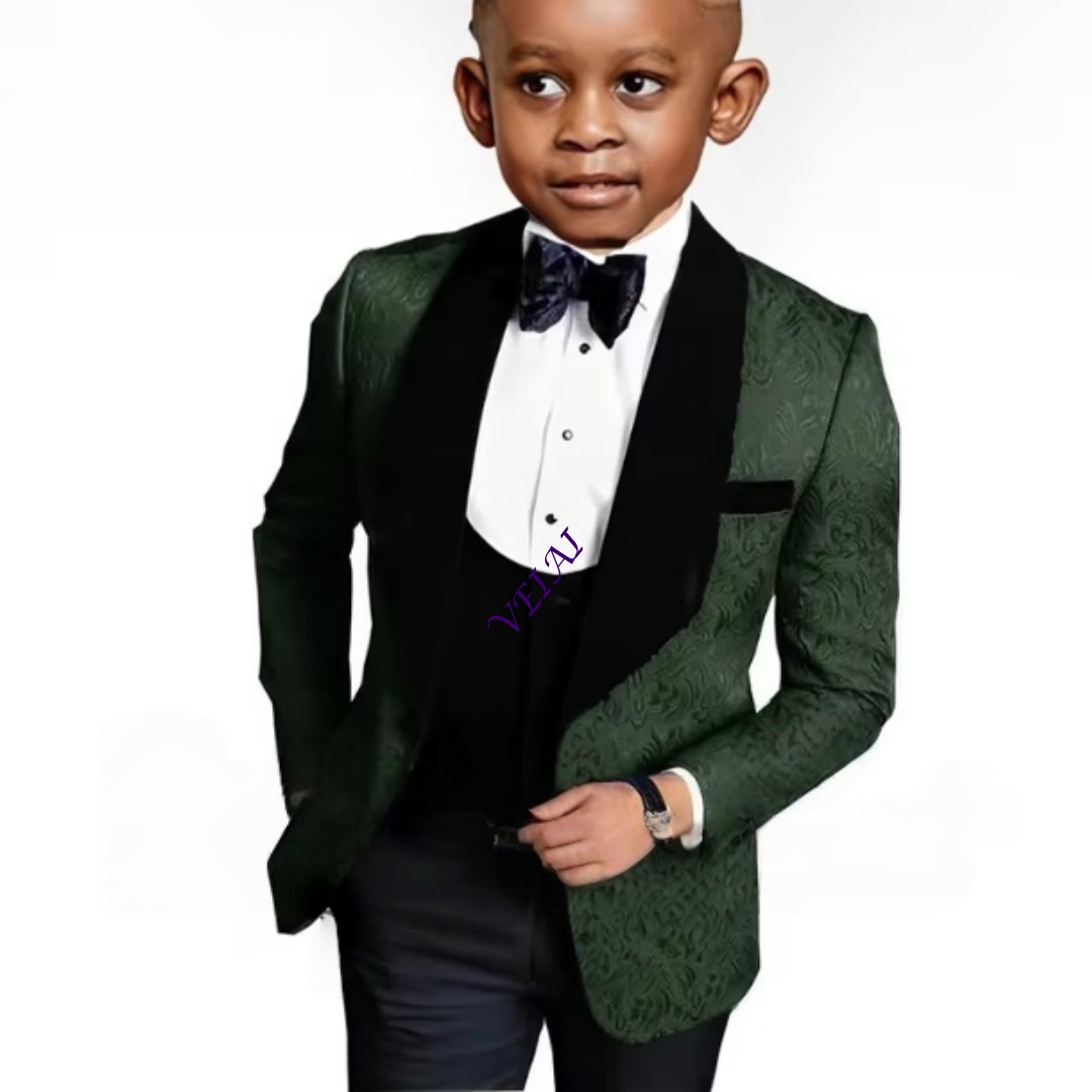 Formal Wear For Men Kids - IFashion Çiçek Desenli Üç Parçalı Erkek