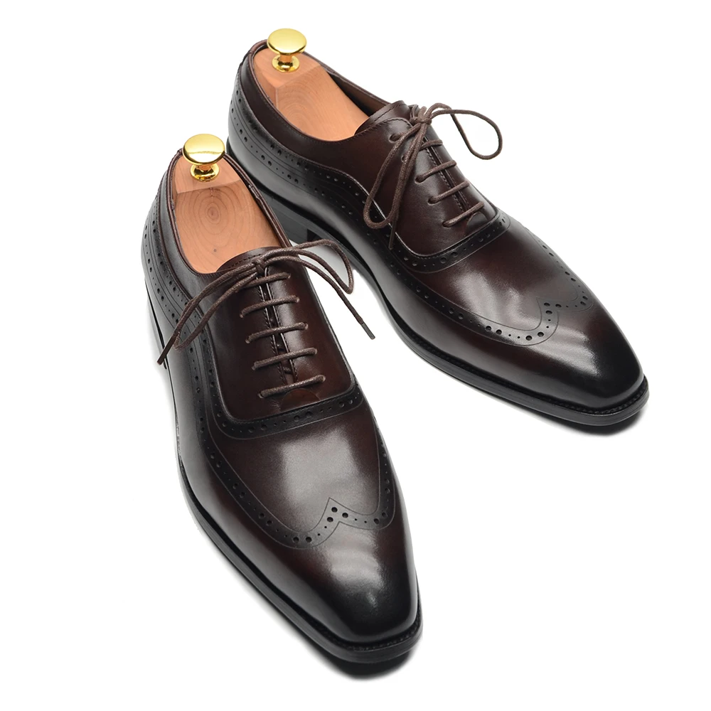 Men'S Luxury Formal Wear - Lüks Erkek Kanat Ucu Oxford Elbise