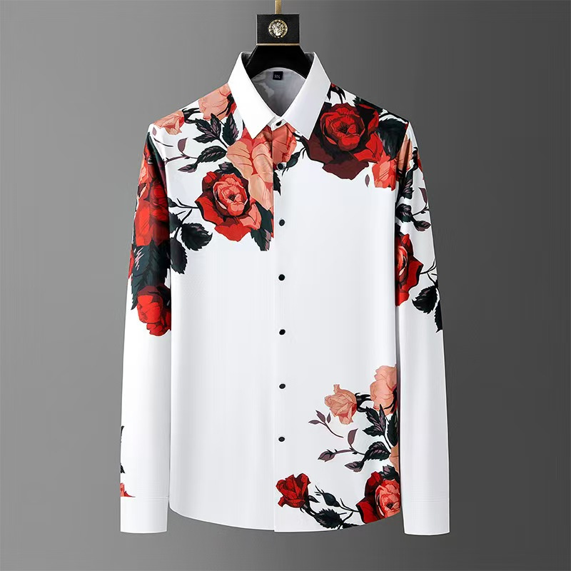 Men Formal Wear Shirts - Lüks yüksek kalite erkek Vintage çiçek