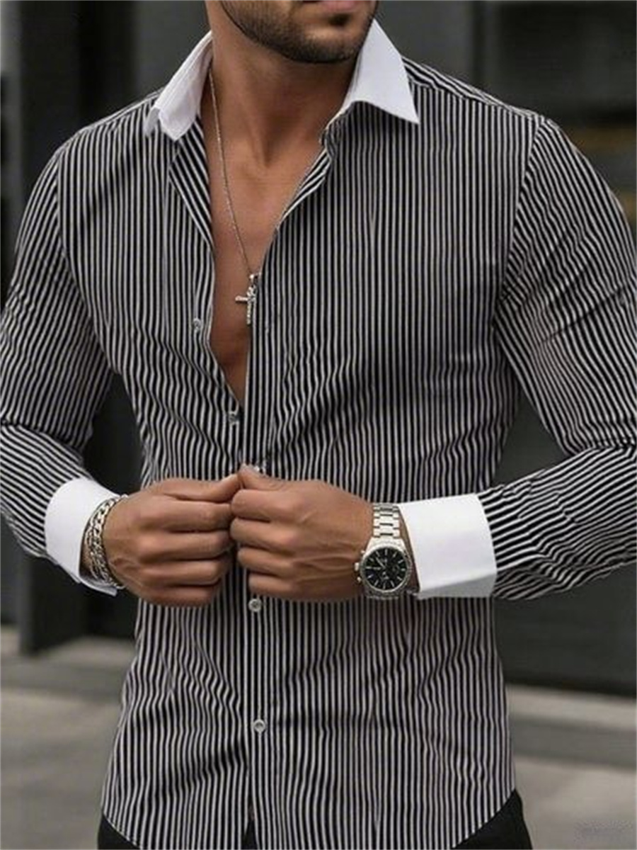 Erkek dar kesim çizgili yaka u - Men Formal Wear Shirts incelemesi ve fiyatı