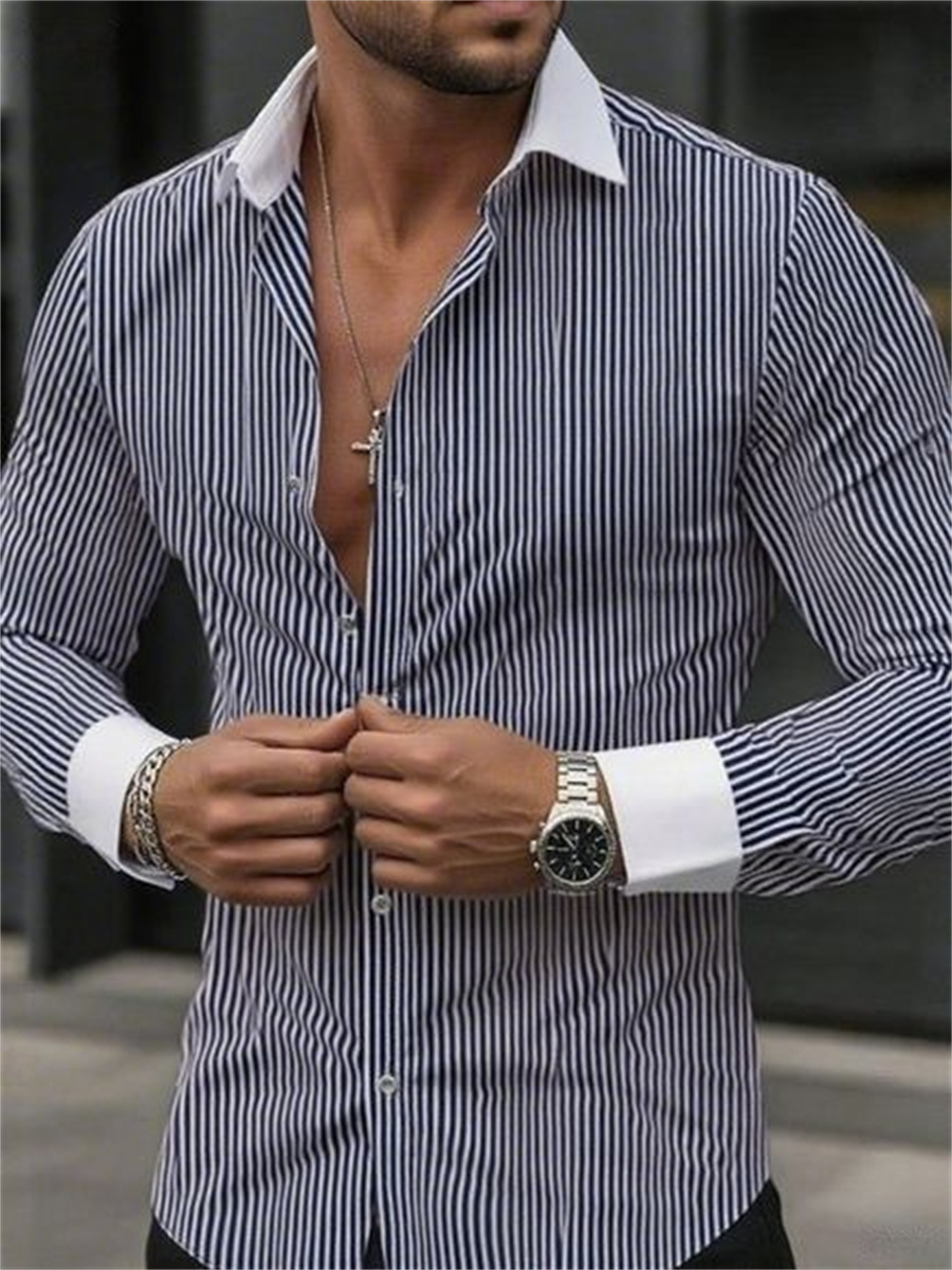 Erkek dar kesim çizgili yaka u - Men Formal Wear Shirts incelemesi ve fiyatı