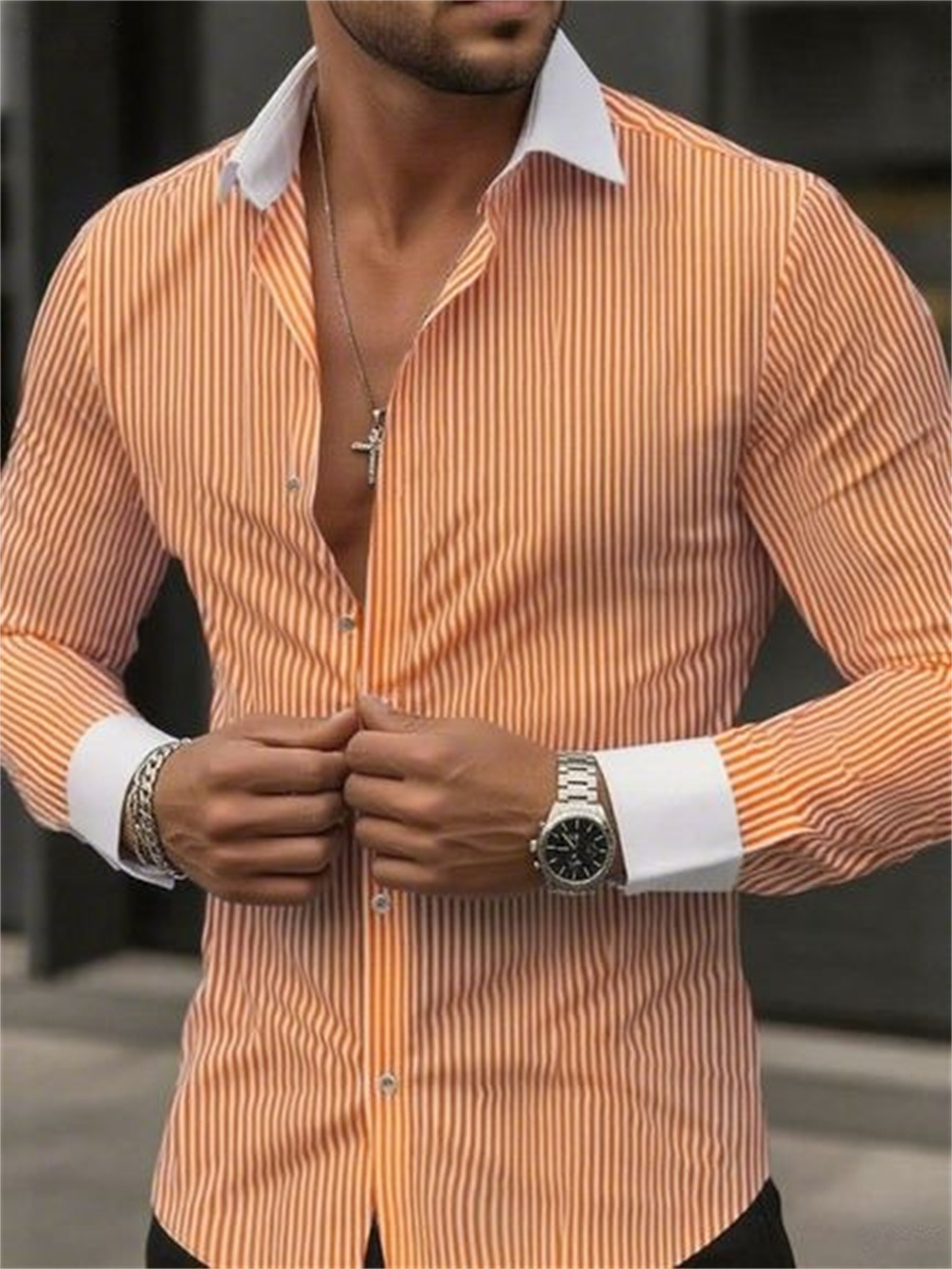Erkek dar kesim çizgili yaka u - Men Formal Wear Shirts incelemesi ve fiyatı