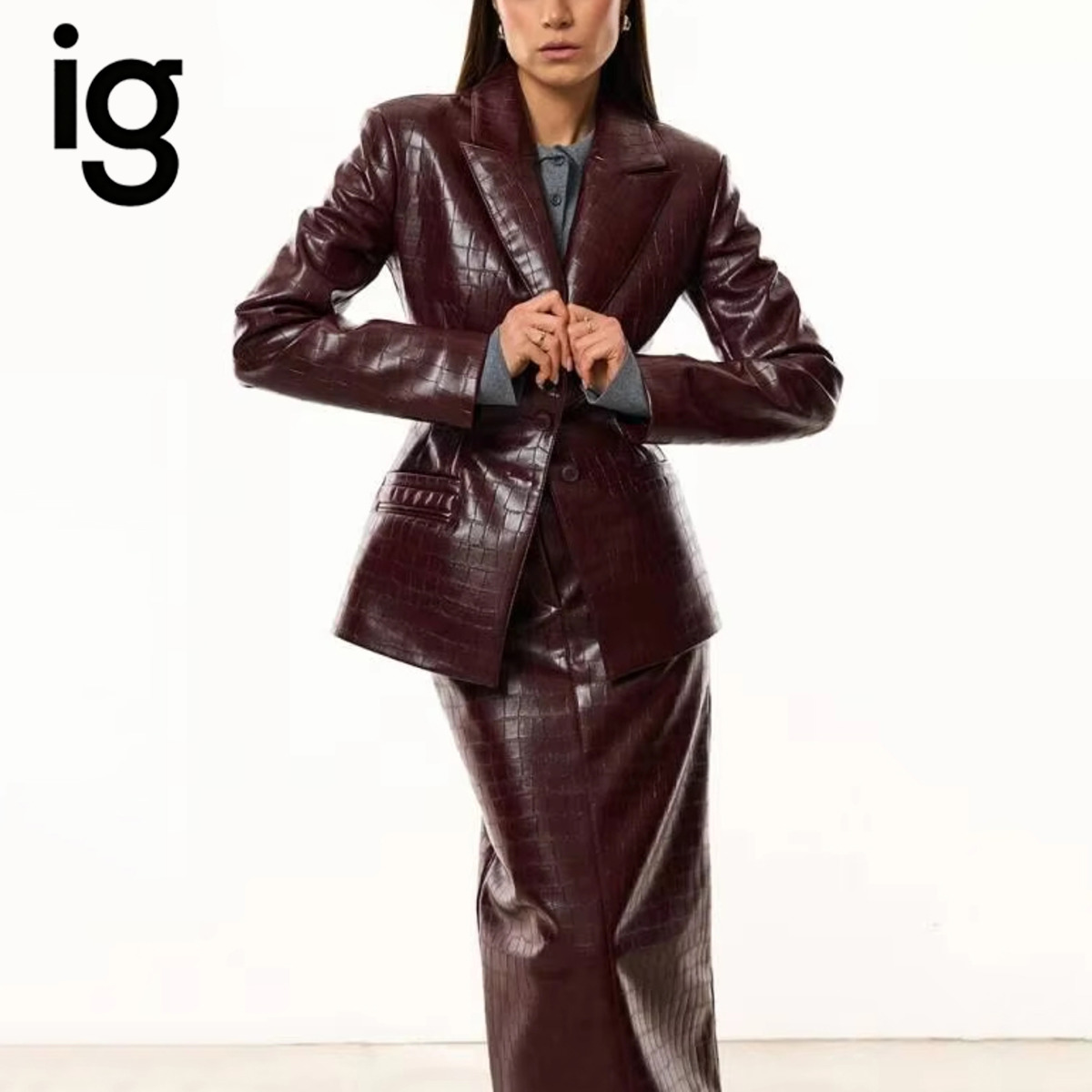 IG Kadın Bordo Timsah Görünüml - Double Breasted Blazer incelemesi ve fiyatı