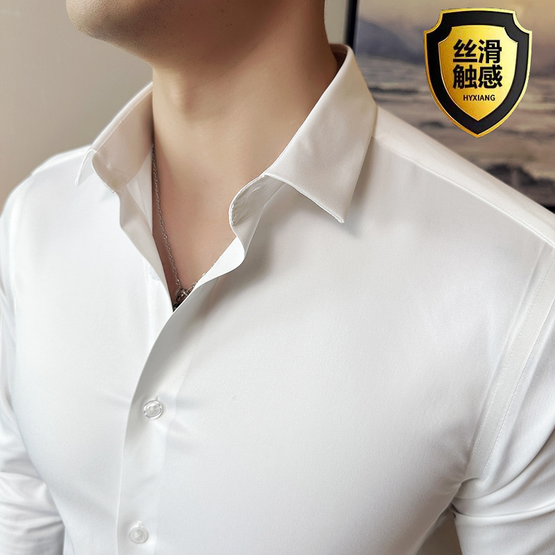 Dikişsiz ipek iş rahat gömlek, - Men Formal Wear Shirts incelemesi ve fiyatı