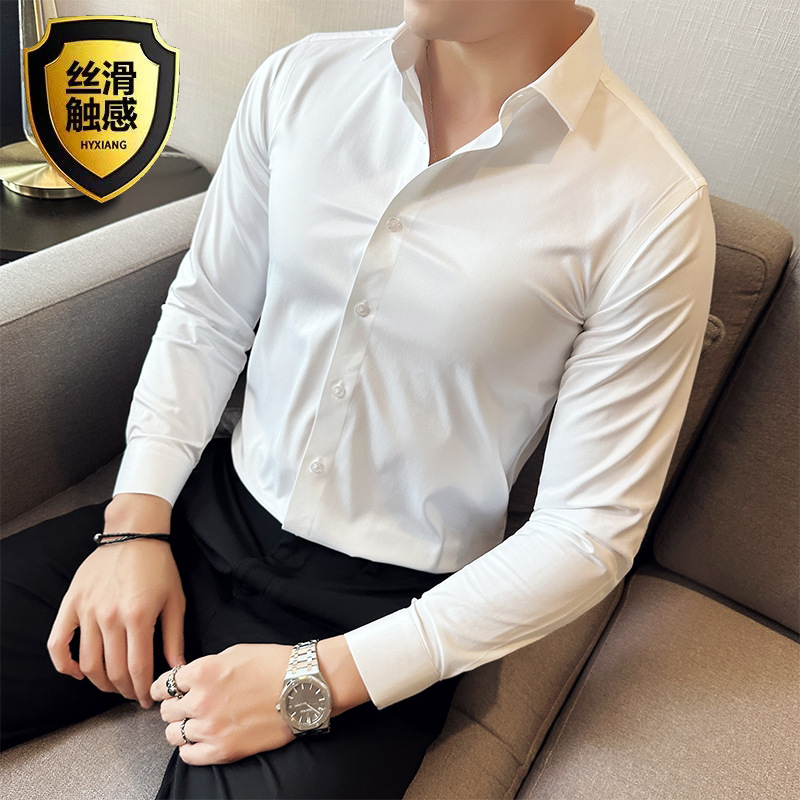 Dikişsiz ipek iş rahat gömlek, - Men Formal Wear Shirts incelemesi ve fiyatı