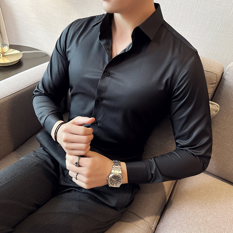 Dikişsiz ipek iş rahat gömlek, - Men Formal Wear Shirts incelemesi ve fiyatı